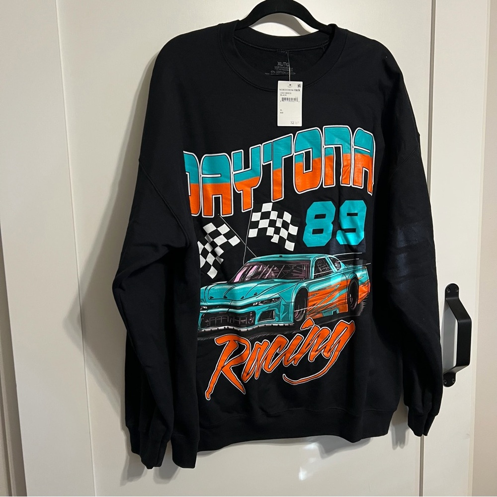 Nordstrom Black Racing Graphic Crewneck Sweater